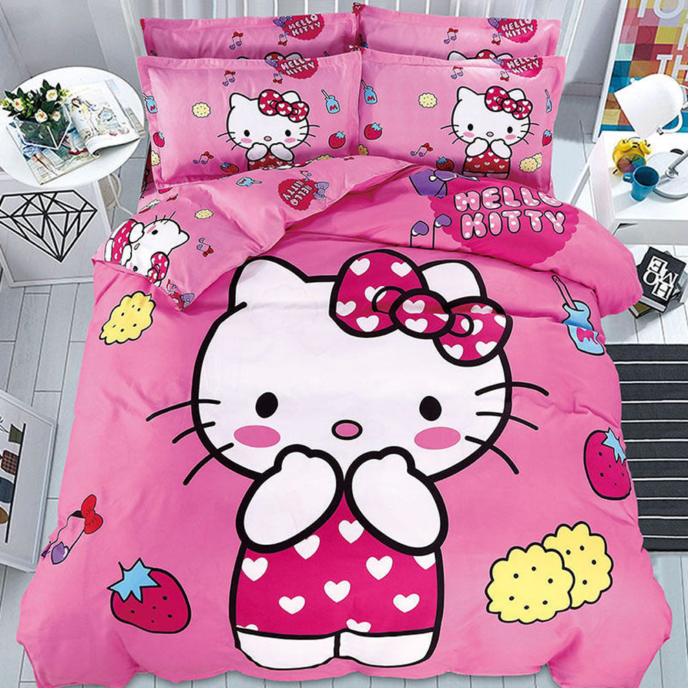 Hello Kitty Double Bedsheet King Size 254Tc Grey Color With 2 Pillow Coveres 