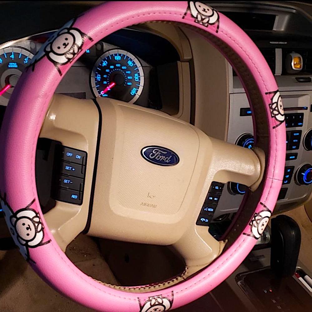 Hello Kitty Car Accessories 15 Inch Universal Steering Wheel Cover  Microfiber Leather Durable Breathable Soft Snug Grip Protector